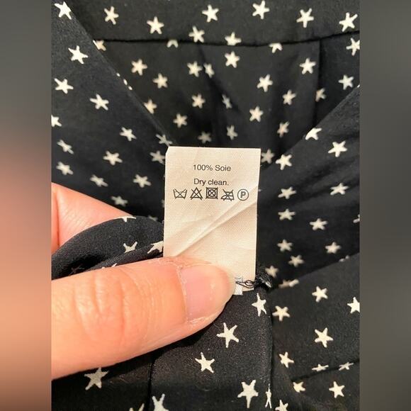 MADEWELL | Silk Star Print Blouse Black White | Size Small - Picture 9 of 9